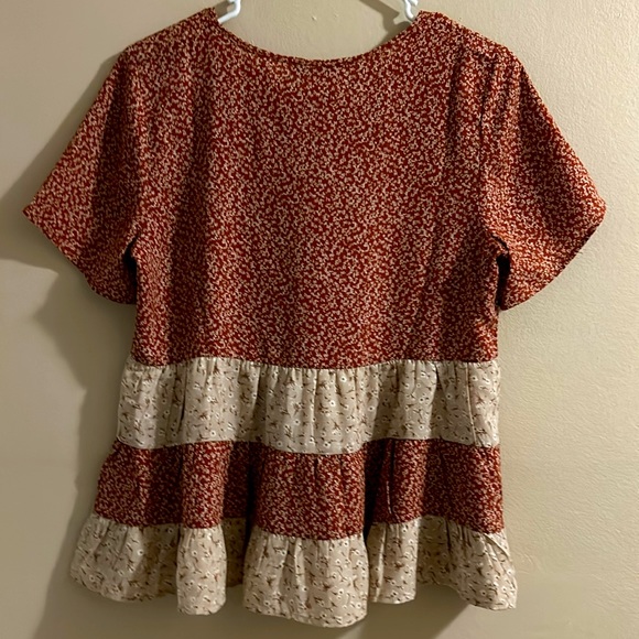 Paper crane orange fall blouse - Picture 2 of 4
